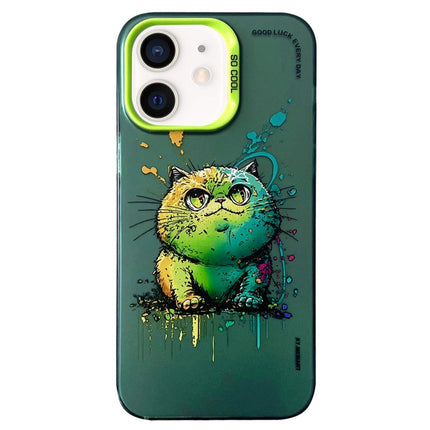 Double Layer Color Silver Series Animal Oil Painting Phone Case, For iPhone 12