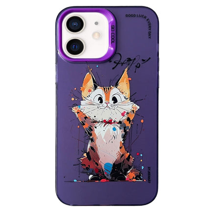 Double Layer Color Silver Series Animal Oil Painting Phone Case, For iPhone 12