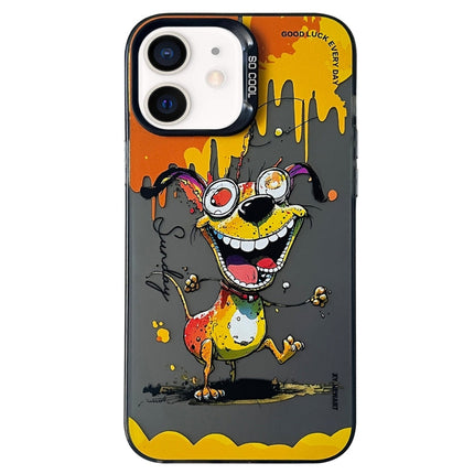 Double Layer Color Silver Series Animal Oil Painting Phone Case, For iPhone 12