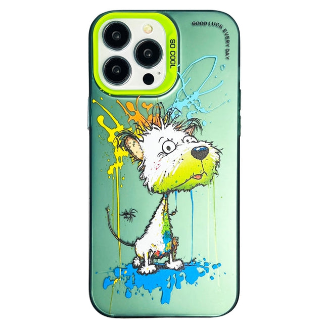 Double Layer Color Silver Series Animal Oil Painting Phone Case, For iPhone 12 Pro Max