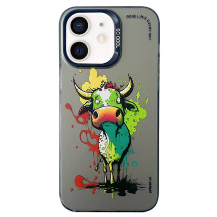 Double Layer Color Silver Series Animal Oil Painting Phone Case, For iPhone 11