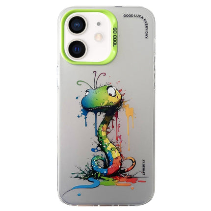 Double Layer Color Silver Series Animal Oil Painting Phone Case, For iPhone 11