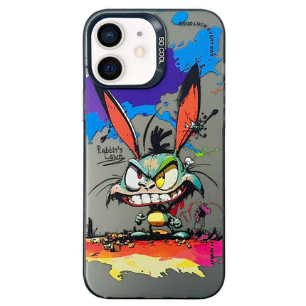 Double Layer Color Silver Series Animal Oil Painting Phone Case, For iPhone 11
