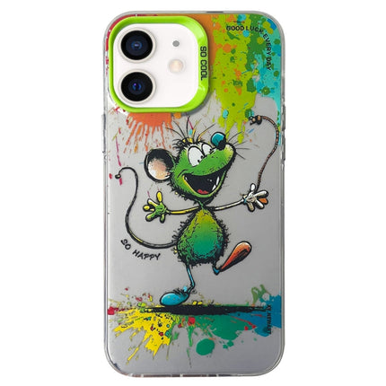 Double Layer Color Silver Series Animal Oil Painting Phone Case, For iPhone 11