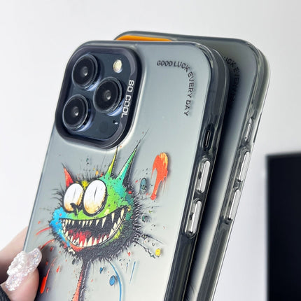 Double Layer Color Silver Series Animal Oil Painting Phone Case, For iPhone 13 Pro Max