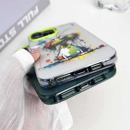 Double Layer Color Silver Series Animal Oil Painting Phone Case, For iPhone 13 Pro Max