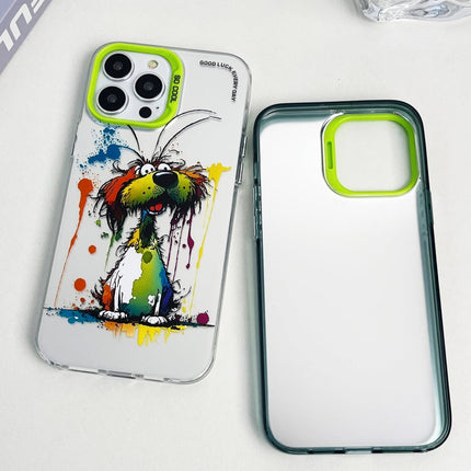 Double Layer Color Silver Series Animal Oil Painting Phone Case, For iPhone 15 Plus