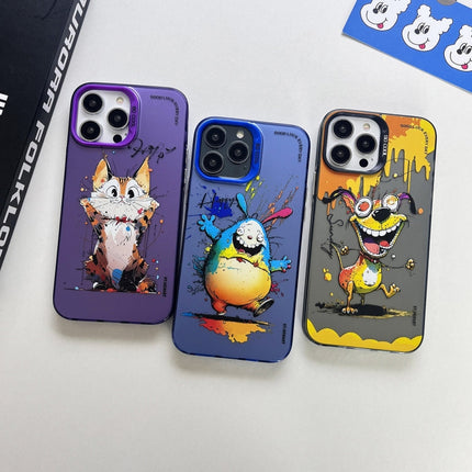 Double Layer Color Silver Series Animal Oil Painting Phone Case, For iPhone 13 Pro Max
