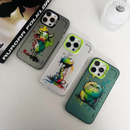 Double Layer Color Silver Series Animal Oil Painting Phone Case, For iPhone 13 Pro Max
