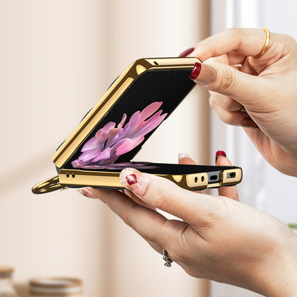 GKK Integrated Plating Diamond Texture PU Phone Case with Ring, For Samsung Galaxy Z Flip6/7 FE, For Samsung Galaxy Z Flip7 5G, For Samsung Galaxy Z Flip5