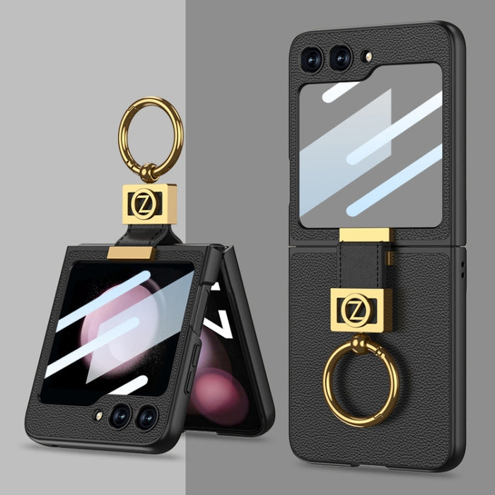 GKK Ultra-thin Z Ring Holder Leather Phone Case, For Samsung Galaxy Z Flip5