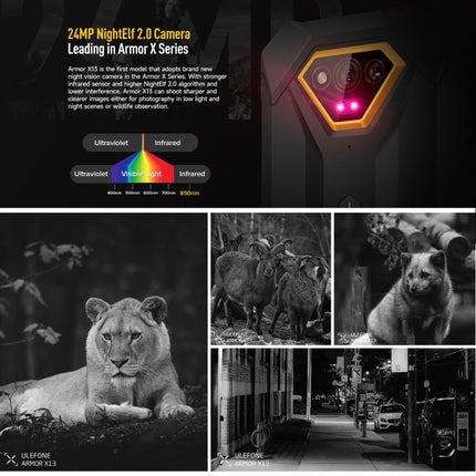Ulefone Armor X13, IP68/IP69K Rugged Phone, 6.52 inch Android 15 MediaTek Helio G36 Octa Core, Network: 4G, NFC, OTG, 6GB+64GB