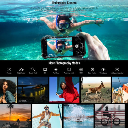 Ulefone Armor X13, IP68/IP69K Rugged Phone, 6.52 inch Android 15 MediaTek Helio G36 Octa Core, Network: 4G, NFC, OTG, 6GB+64GB
