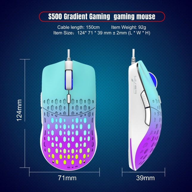 HXSJ S500 3600DPI Colorful Luminous Wired Mouse, Cable Length: 1.5m