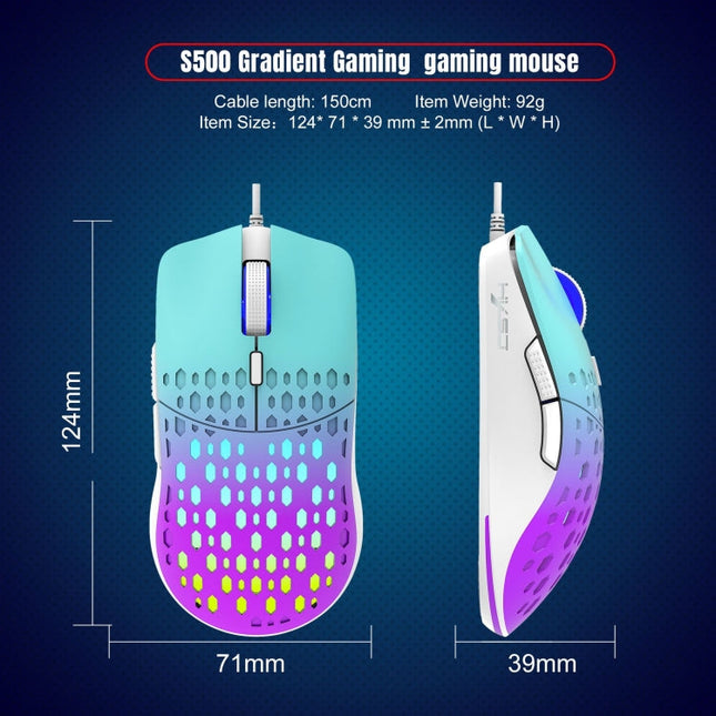 HXSJ S500 3600DPI Colorful Luminous Wired Mouse, Cable Length: 1.5m