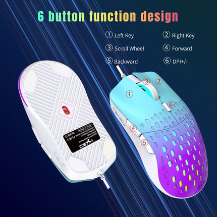 HXSJ S500 3600DPI Colorful Luminous Wired Mouse, Cable Length: 1.5m