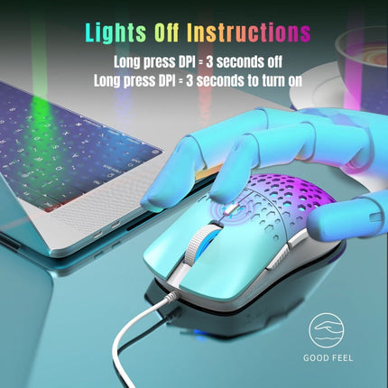 HXSJ S500 3600DPI Colorful Luminous Wired Mouse, Cable Length: 1.5m