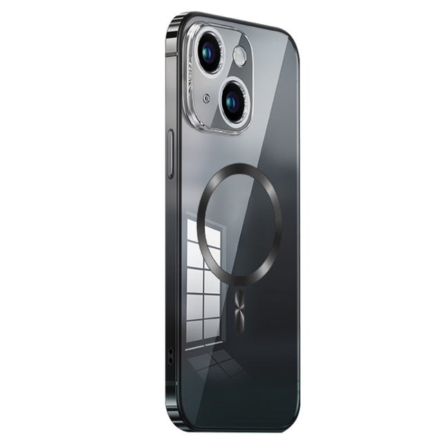 MagSafe Magnetic Stainless Steel Frame Transparent TPU Phone Case, For iPhone 14, For iPhone 14 Pro Max