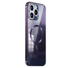MagSafe Magnetic Stainless Steel Frame Transparent TPU Phone Case, For iPhone 14 Plus, For iPhone 14, For iPhone 14 Pro, For iPhone 14 Pro Max, For iPhone 13 Pro Max, For iPhone 13 Pro