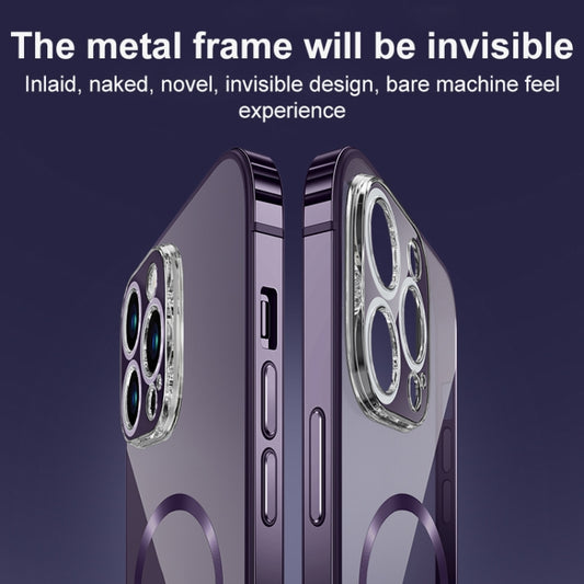 MagSafe Magnetic Stainless Steel Frame Transparent TPU Phone Case, For iPhone 14 Plus, For iPhone 14, For iPhone 14 Pro, For iPhone 14 Pro Max, For iPhone 13 Pro Max, For iPhone 13 Pro
