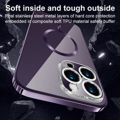 MagSafe Magnetic Stainless Steel Frame Transparent TPU Phone Case, For iPhone 14 Plus, For iPhone 14, For iPhone 14 Pro, For iPhone 14 Pro Max, For iPhone 13 Pro Max, For iPhone 13 Pro