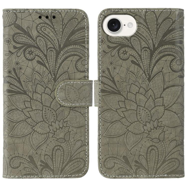 Lace Flower Embossing Flip Leather Phone Case, For iPhone 17e / 16e, For iPhone 17 Pro Max, For iPhone 17 Pro, For iPhone 17