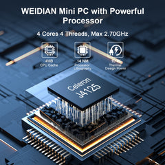 HYSTOU PO9B-J4125-6L Embedded Intel Celeron J4125 Processor Six Network Ports Mini Host, 4GB+64GB
