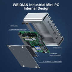 HYSTOU PO9B-J4125-6L Embedded Intel Celeron J4125 Processor Six Network Ports Mini Host, 4GB+64GB