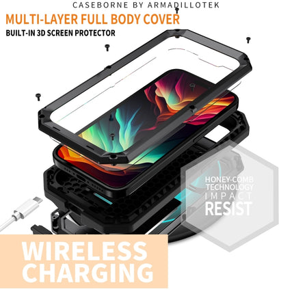 R-JUST Sliding Camera IP54 Life Waterproof Holder Phone Case, For iPhone 15