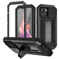 R-JUST Sliding Camera IP54 Life Waterproof Holder Phone Case, For iPhone 15 Pro, For iPhone 15 Plus, For iPhone 15