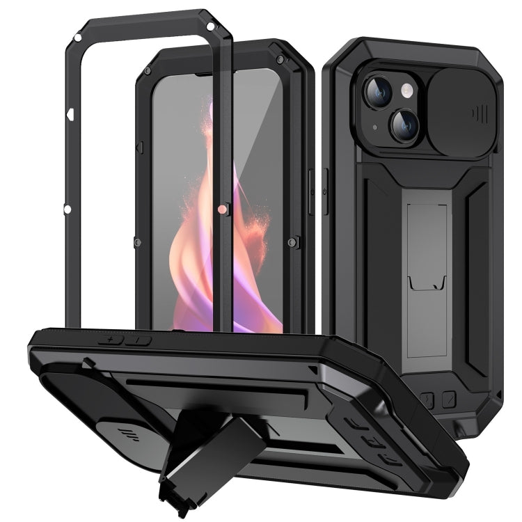 R-JUST Sliding Camera IP54 Life Waterproof Holder Phone Case, For iPhone 16 Pro Max, For iPhone 16 Pro, For iPhone 16 Plus, For iPhone 16, For iPhone 15 Pro Max, For iPhone 15 Pro, For iPhone 15 Plus, For iPhone 15