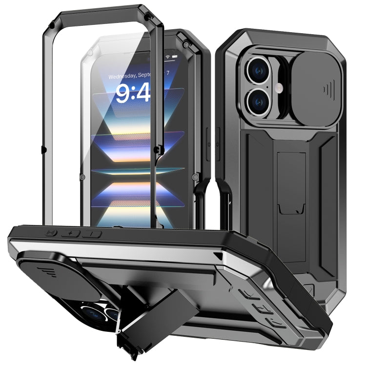 R-JUST Sliding Camera IP54 Life Waterproof Holder Phone Case, For iPhone 16 Pro Max, For iPhone 16 Pro, For iPhone 16 Plus, For iPhone 16, For iPhone 15 Pro Max, For iPhone 15 Pro, For iPhone 15 Plus, For iPhone 15