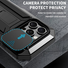 R-JUST Sliding Camera IP54 Life Waterproof Holder Phone Case, For iPhone 16 Pro Max, For iPhone 16 Pro, For iPhone 16 Plus, For iPhone 16, For iPhone 15 Pro Max, For iPhone 15 Pro, For iPhone 15 Plus, For iPhone 15