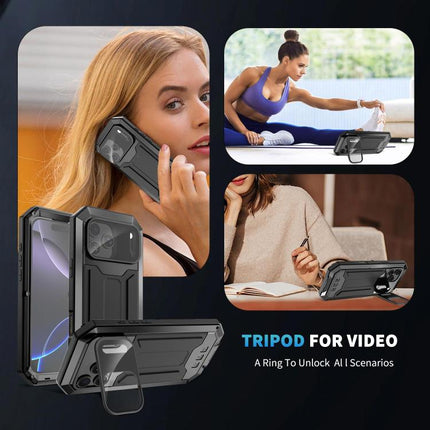 R-JUST Sliding Camera IP54 Life Waterproof Holder Phone Case, For iPhone 17e / 16e, For iPhone 17 Pro Max, For iPhone 17 Pro, For iPhone 17, For iPhone Air, For iPhone 16 Pro Max