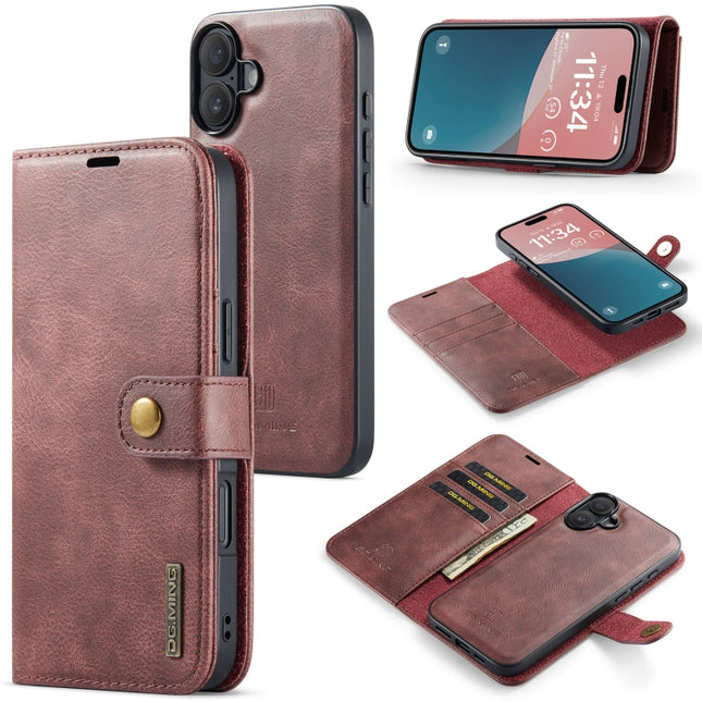 DG.MING Crazy Horse Texture Detachable Magnetic Leather Phone Case, For iPhone Air, For iPhone 16 Pro Max, For iPhone 16 Pro, For iPhone 16 Plus