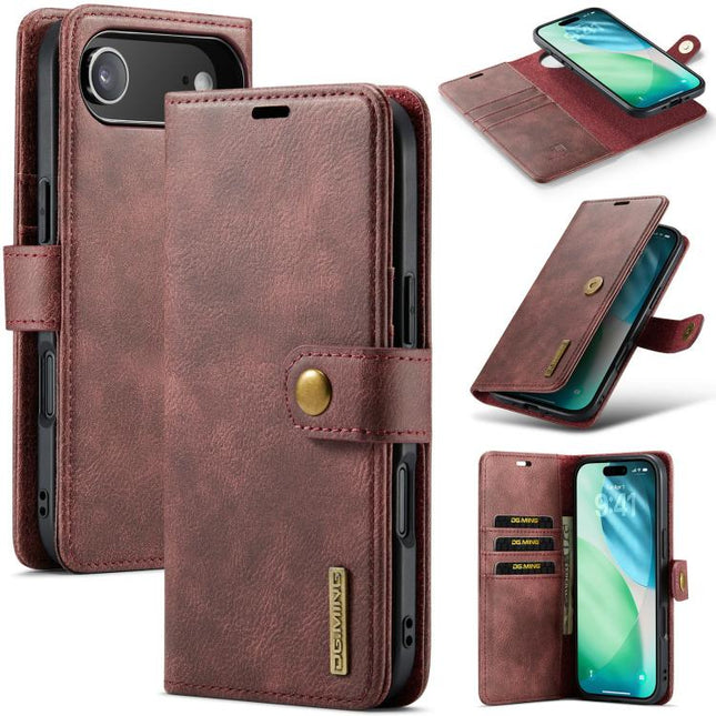 DG.MING Crazy Horse Texture Detachable Magnetic Leather Phone Case, For iPhone Air, For iPhone 16 Pro Max, For iPhone 16 Pro, For iPhone 16 Plus