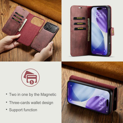 DG.MING Crazy Horse Texture Detachable Magnetic Leather Phone Case, For iPhone 17e / 16e, For iPhone 17 Pro Max, For iPhone 17 Pro, For iPhone 17