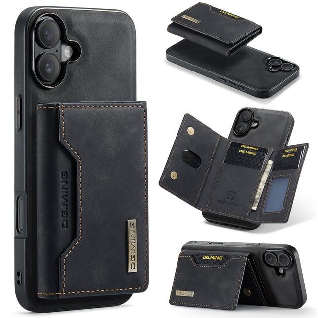 DG.MING M2 Series 3-Fold Card Bag Wallet Leather Phone Case, For iPhone Air, For iPhone 16 Pro Max, For iPhone 16 Pro, For iPhone 16 Plus