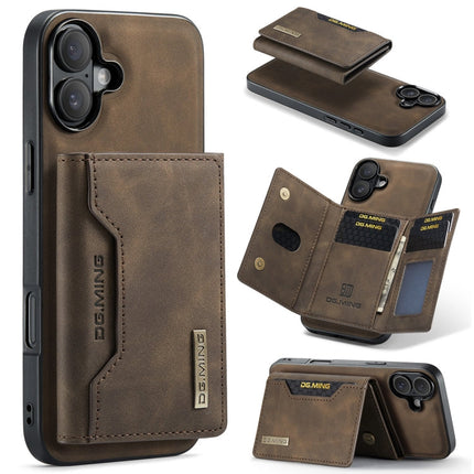 DG.MING M2 Series 3-Fold Card Bag Wallet Leather Phone Case, For iPhone Air, For iPhone 16 Pro Max, For iPhone 16 Pro, For iPhone 16 Plus