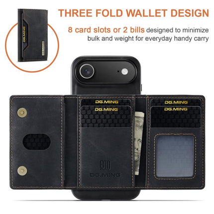 DG.MING M2 Series 3-Fold Card Bag Wallet Leather Phone Case, For iPhone Air, For iPhone 16 Pro Max, For iPhone 16 Pro, For iPhone 16 Plus