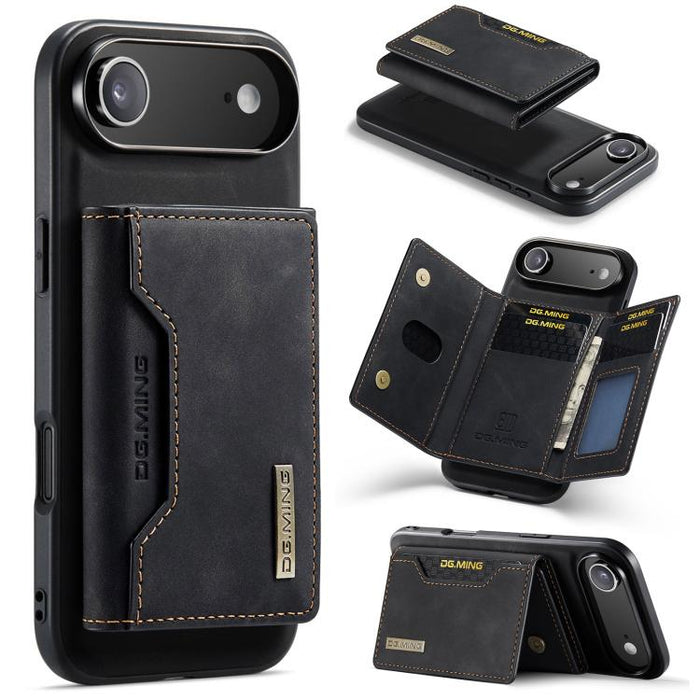 DG.MING M2 Series 3-Fold Card Bag Wallet Leather Phone Case, For iPhone Air, For iPhone 16 Pro Max, For iPhone 16 Pro, For iPhone 16 Plus