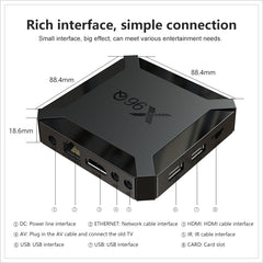 X96Q HD 4K Smart TV Box without Wall Mount, Android 10.0, Allwinner H313 Quad Core ARM Cortex A53 , Support TF Card, HDMI, RJ45, AV, USBx2, 1GB+8GB, 2GB+16GB