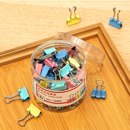 Deli 8556ES60pcs / Box Colorful Binder Clip Bill Clip Dovetail Clip Metal Iron Bill Clip, 15mm x 60pcs / Box, 19mm x 40pcs / Box