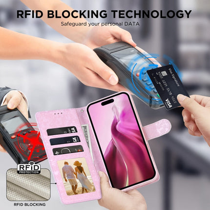 Bronzing Painting RFID Leather Case, For iPhone 16, For iPhone 15 Pro Max, For iPhone 15 Pro, For iPhone 15 Plus