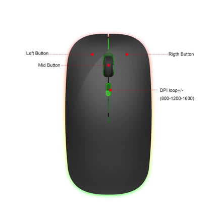 HXSJ M40 2.4GHZ 800,1200,1600dpi Third Gear Adjustment Colorful Wireless Mouse USB Rechargeable
