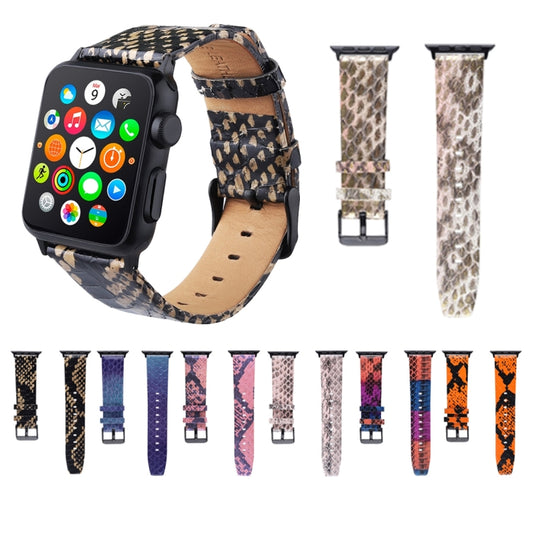 Snake Skin Texture Top-grain Leather Strap, For Apple Watch Series 7 45mm / 6 & SE & 5 & 4 44mm / 3 & 2 & 1 42mm, For Apple Watch Ultra 49mm / Series 8&7 45mm / SE 2&6&SE&5&4 44mm / 3&2&1 42mm