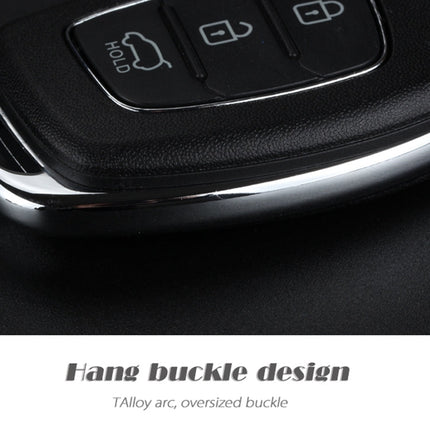 For Hyundai 3-button Folding Car Key Shell with Silver Metal Edge, For Hyundai 3-button