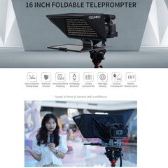 FEELWORLD TP16 16 inch Tablet Horizontal Vertical Prompting Folding Teleprompter, Bluetooth Remote Control