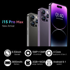 i15 Pro Max / U18, 6.53 inch Screen, Face Identification, Android 9.1 SC7731E Quad Core, Network: 3G, Dual SIM, i15 Pro Max / U18 2GB+16GB