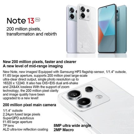 Xiaomi Redmi Note 13 Pro 5G,  6.67 inch MIUI 14 Snapdragon 7s Gen 2 Octa Core 4nm up to 2.4GHz, NFC, Network: 5G, 8GB+128GB, 8GB+256GB, 12GB+256GB, 12GB+512GB, 16GB+512GB